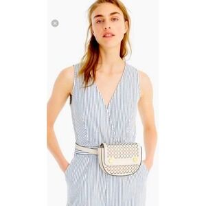 J.Crew Bristol Cream Laser Cut Leather Crossbody Belt Bag Fanny Pack Convertible